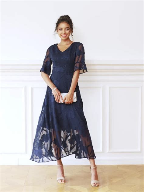 Classy Navy Lace Mother of the Bride/Groom Dress Formal Dress in 2025 | Fall wedding guest dress ...