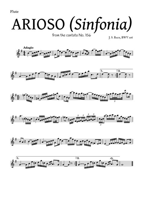 ARIOSO, by J. S. Bach (sinfonia) - for Flue and accompaniment Sheet ...