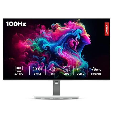 Lenovo L-Series 27 inch (68.5cm) QHD IPS Monitor| 100Hz, 1ms, FreeSync ...