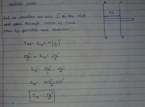 Moment of inertia of a thin uniform rod rotating about the ...