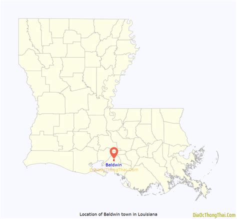 Map of Baldwin town, Louisiana - Thong Thai Real