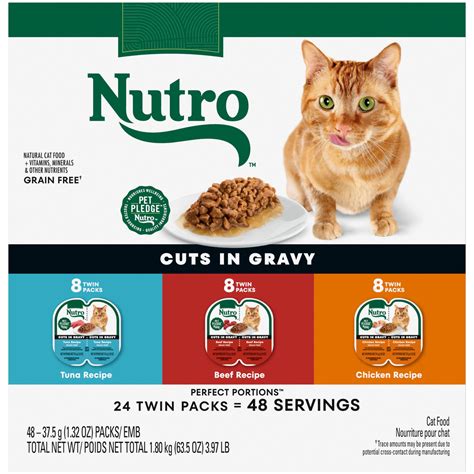 Nutro Wet Cat Food Cuts in Gravy MultiPack: Beef, Tuna, and Chicken ...