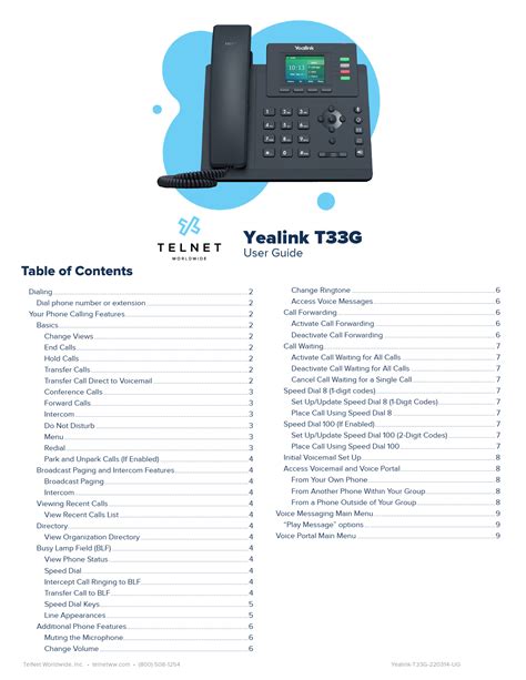 Yealink T33G Classic IP Phone User Guide