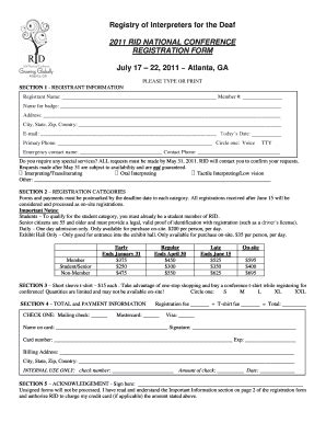 Fillable Online rid RID Conference Registration - Registry of ...