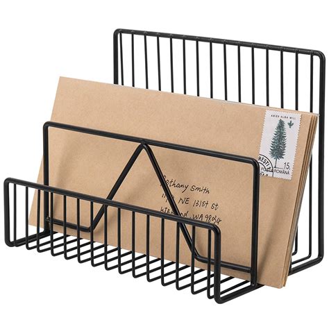 INDIAN DECOR 39510 Classic 3-Slot Modern Black Metal Wire Mail Sorter ...