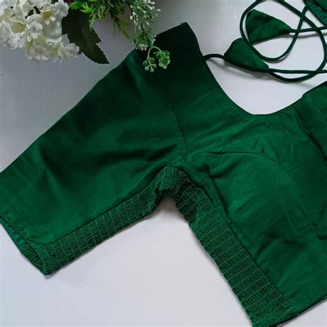 Classic leaf green plain flexi fit blouse – www.swakalp.com