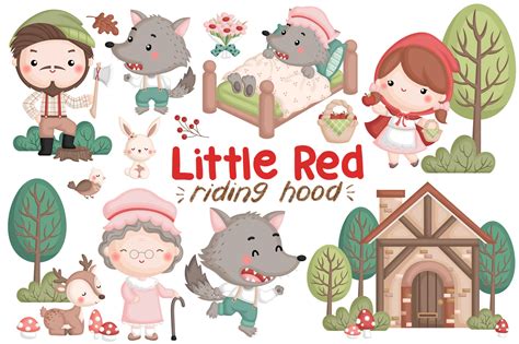 Little Red Riding Hood Clipart Graphic by Inkley Studio · Creative Fabrica