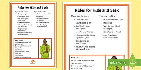 Hide and Seek Rules and Social Scripts (teacher made)