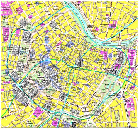 Large detailed tourist map of center Vienna city. Center Vienna city large detailed tourist map ...