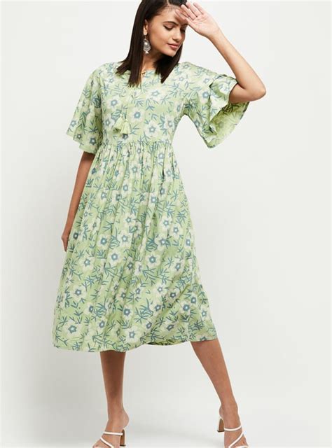 Buy Women Printed Bell Sleeves A-line Dress Online at just Rs. 799.0 ...