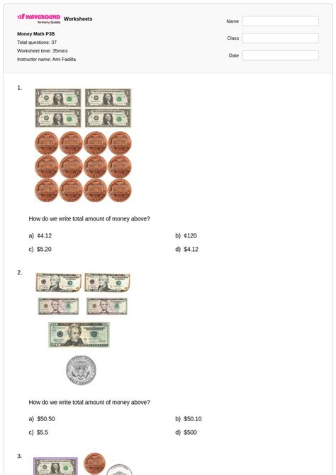 50+ Money Math worksheets for Class 5 on Wayground | Free & Printable