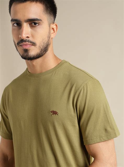 Buy Olive Crew | Casual Green Solid Polos & Tees for Men Online | Andamen