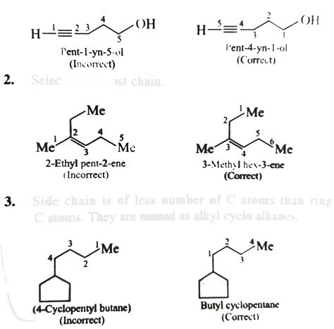 Write the correct name of the following : 1. Pent-1-yn-5-ol 2. 2 ...