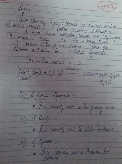 State what happens when a concentrated solution of sodium chloride is ...