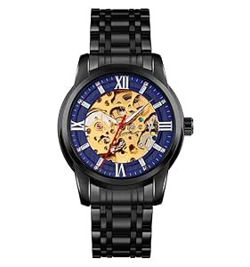 Buy SKMEI New Launch Automatic Mechanical Hand-Wind Analog Watch, Blue ...