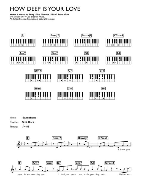 How Deep Is Your Love by Bee Gees Sheet Music for Piano Chords/Lyrics at Sheet Music Direct