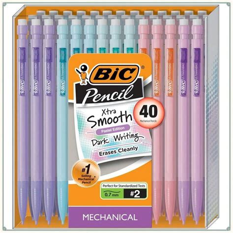 40pk Mechanical Pencils - BIC: 0.7mm Lead, Retractable, Pocket Clip ...