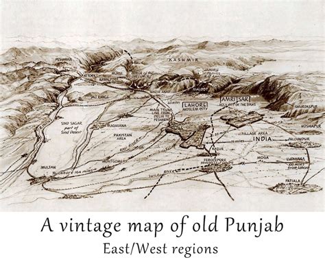 Buy Vintage Map of Old Punjab, Sikh Wall Art, Punjabi Home Décor, Art ...