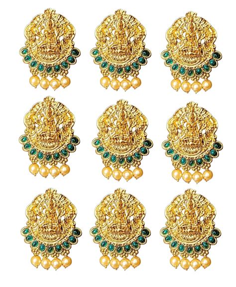 Gold Plated Antique Hair Jewellery (9 Pcs Green) – Arnavira® Official Store