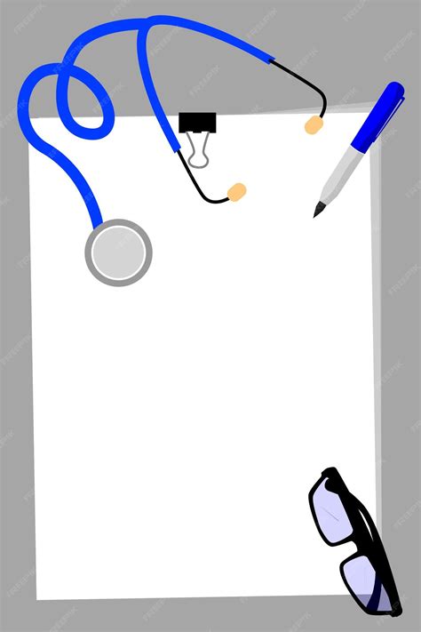 Simple vector blank note paper and stethoscope | Premium Vector
