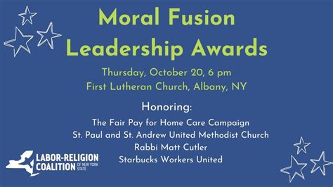 Moral Fusion Leadership Awards, First Lutheran Church, Albany, October ...