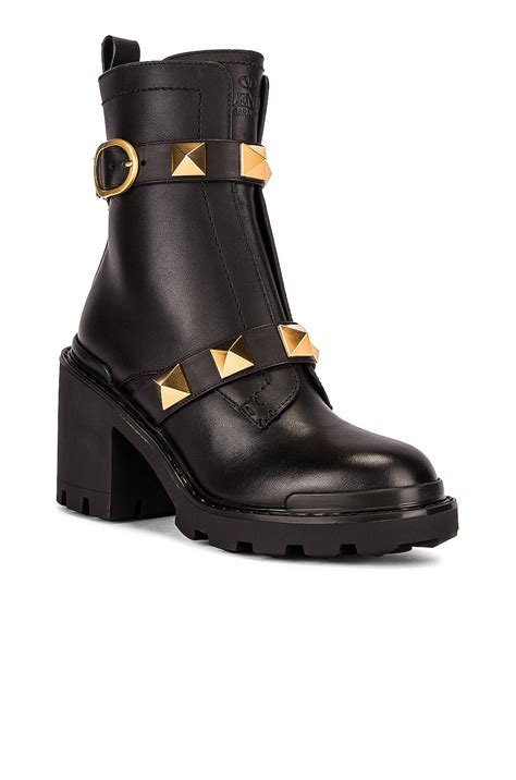 Valentino Garavani Roman Stud Short Boots in Nero | FWRD