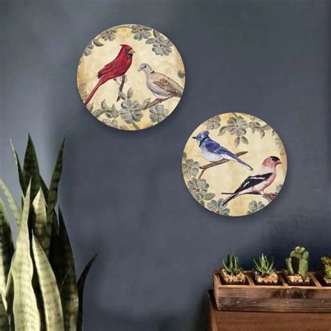Decorative Wall Plate - Vintage Birds Wall Plate – Blue - Wall Hanging ...