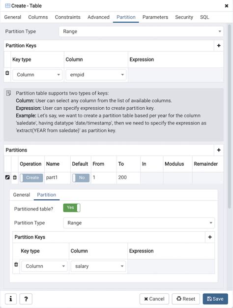 Image result for pgAdmin Partition Table