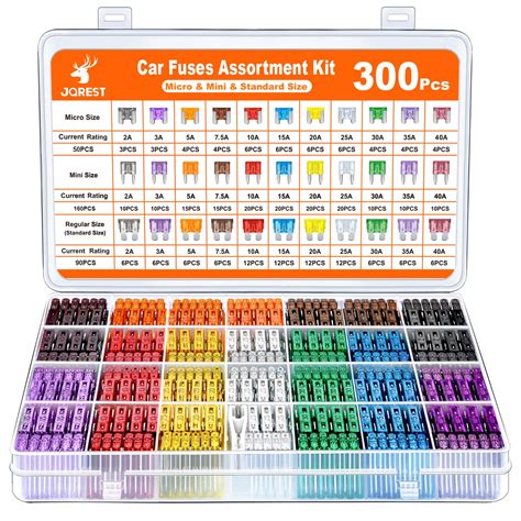 JOREST 300Pcs Car Fuse Assortment Kit, 160 Mini Blade Fuses Automotive ...
