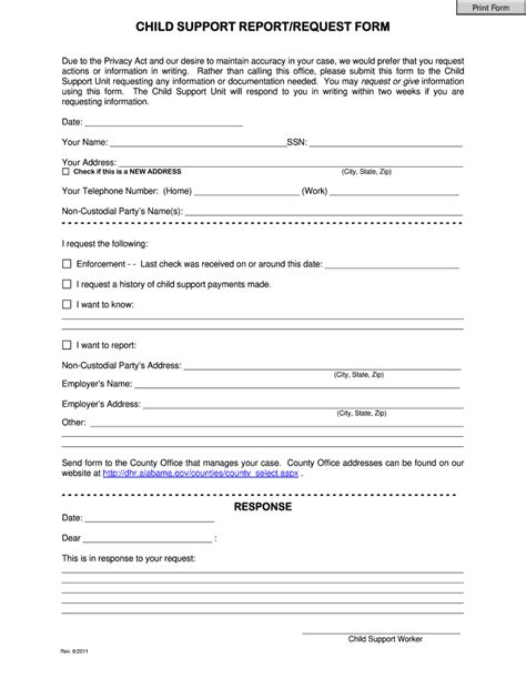 2011-2026 AL Child Support Report/Request Form - Blank Fillable ...