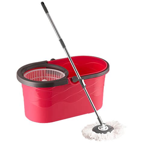 Buy Polyset Wave Mop Bucket With In-built Spinner - Plastic, Pink ...