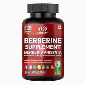 Comfort Berberine Supplement, 8 in 1 Formula, 1300mg, 120 Veg Capsules ...