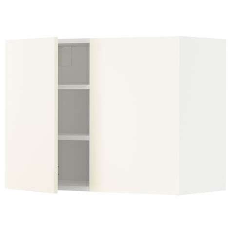 METOD wall cabinet with shelves/2 doors, white/Vallstena white ...