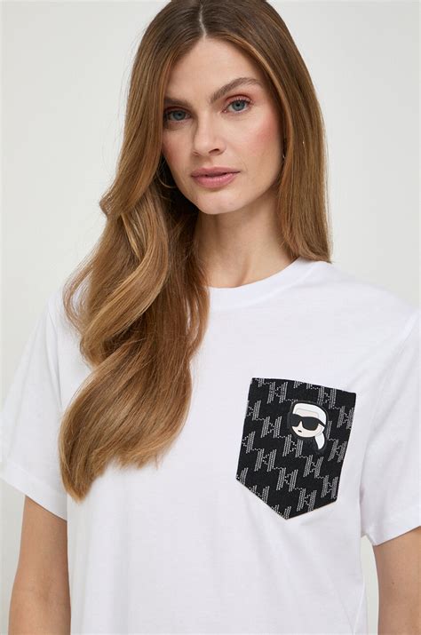 Karl Lagerfeld t-shirt bawełniany damski kolor biały | Answear.com