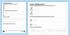 Cursive Letter Writing: Letter D Worksheet