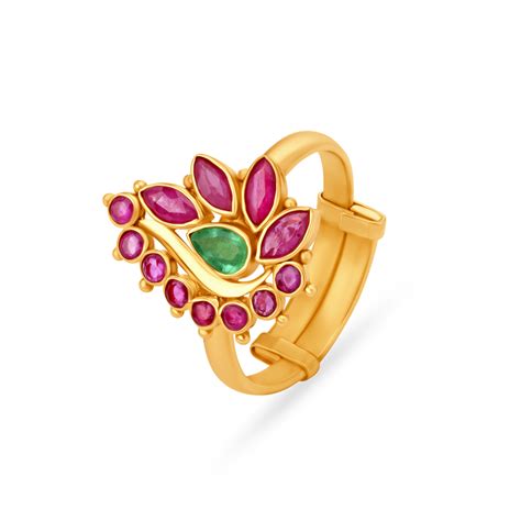 Dainty Gem Studded Gold Ring