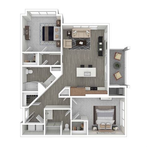 Floor Plans for the 3-Story Walk-Up Buildings at Haddon Point