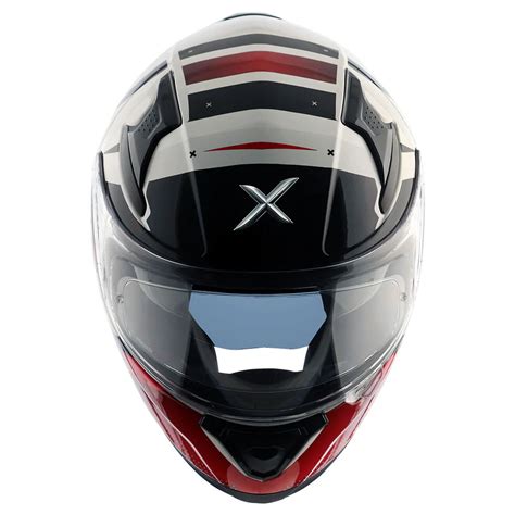 Motorcycle riding helmets - Gloss White Red Helmet - Axor Apex Hex 2