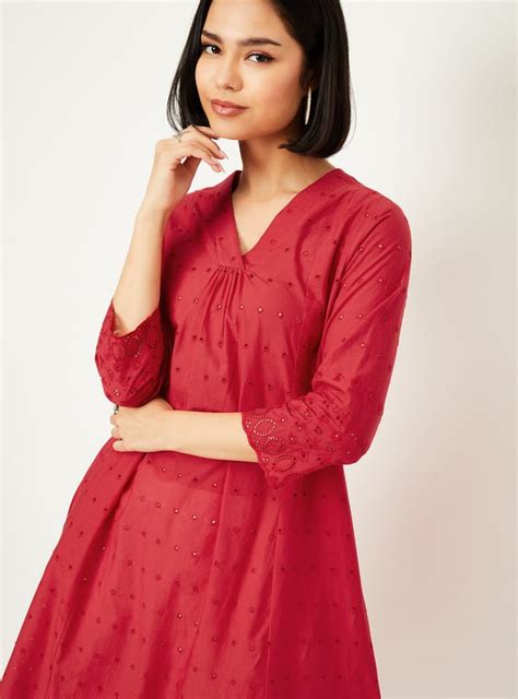 Buy Kalki x Max Women Schiffili Embroidered A-line Kurta Online at just ...