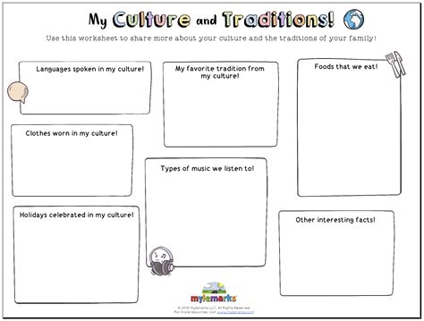 Cultural Identity Kindergarten Printable Worksheets