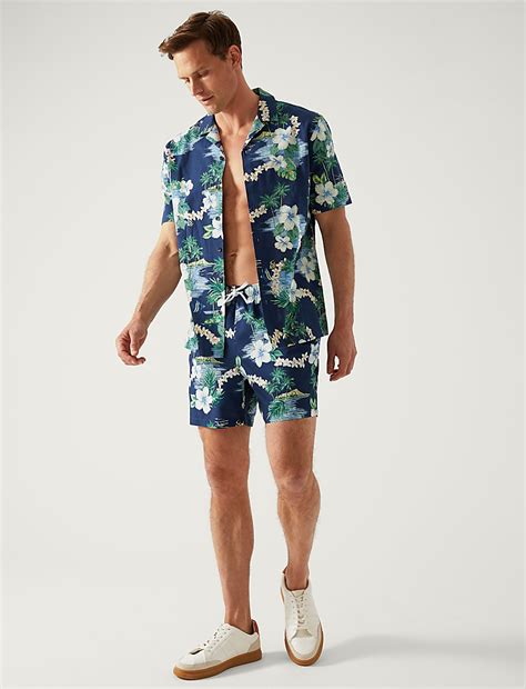 Buy Quick Dry Hawaiian Print Swim Shorts at Marks & Spencer