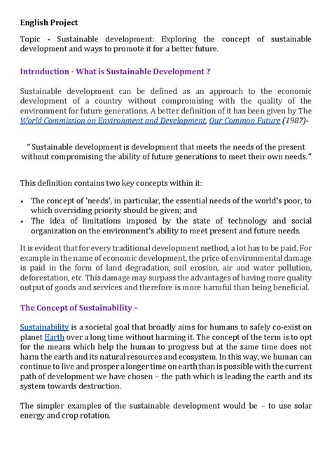 English XI - Project on Sustainable Development Concepts and Goals ...