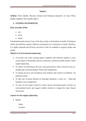 1 SEM EVS FULL Chapter - Environment science - AECC: EVS ...