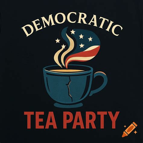 A stylized political graphic featuring a teacup shaped like the Liberty ...