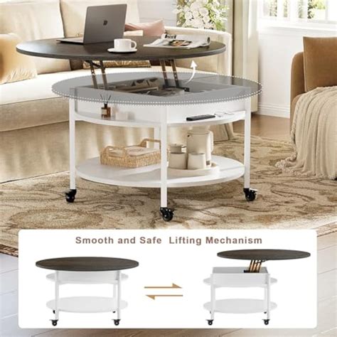 FABATO Round Lift Top Coffee Table with Wheels, India | Ubuy