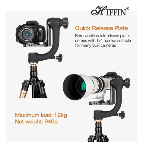 HIFFIN Professional Heavy Duty Metal 360 Degree Panoramic Gimbal Tripo ...