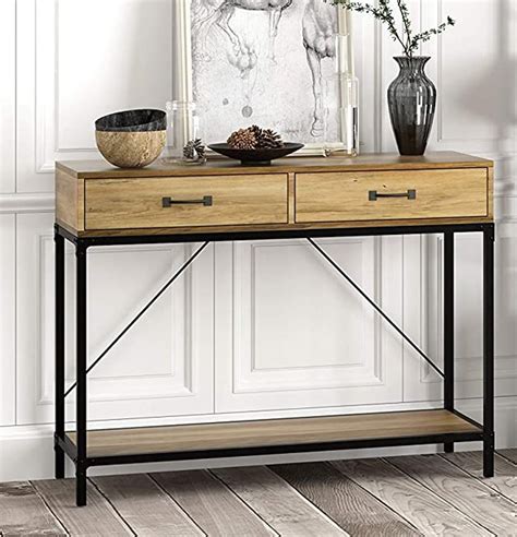 eHemco Rustic Console Table with 2 Drawers and India | Ubuy