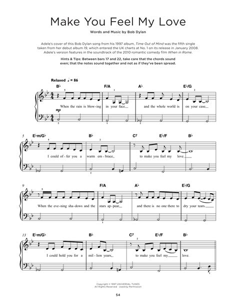 Make You Feel My Love by Adele Sheet Music for Really Easy Piano at Sheet Music Direct