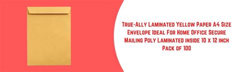 True-Ally Laminated Yellow Paper A4 Size Envelope Ideal For Home Office ...