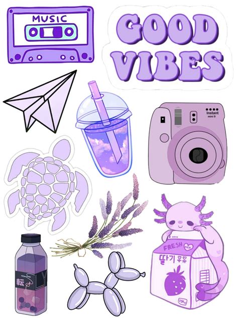 Purple Sticker Set | Vsco Pictures Set | Lila Sticker Printable ...